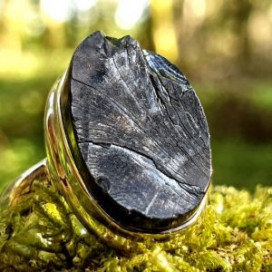 Bague shungite élite, argent massif, pierre naturelle de protection