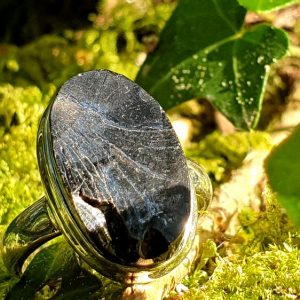 Bague shungite élite, argent massif, pierre naturelle de protection