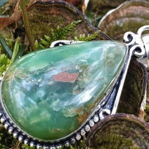 Pendentif en chrysoprase boulder, pierre naturelle, lithothérapie