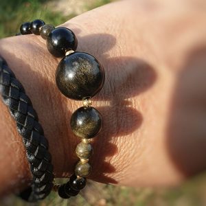 bracelet de protection en obsidienne dorée