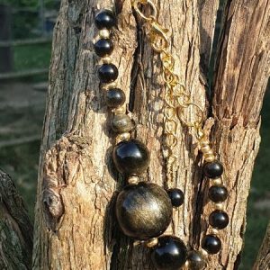 bracelet de protection en obsidienne dorée