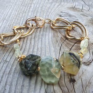 Bracelet soin en prehnite, protection, pierre naturelle verte et épidote