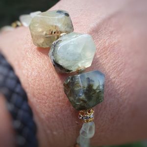 Bracelet soin en prehnite, protection, pierre naturelle verte et épidote