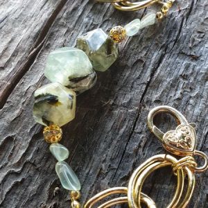Bracelet soin en prehnite, protection, pierre naturelle verte et épidote