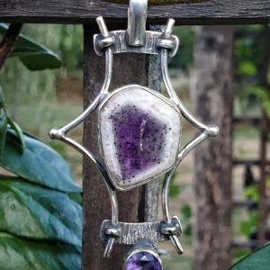 pendentif auralite 23 avec améthyste, en argent massif, design