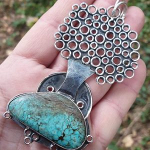 Pendentif turquoise du tibet, en forme d'arbre