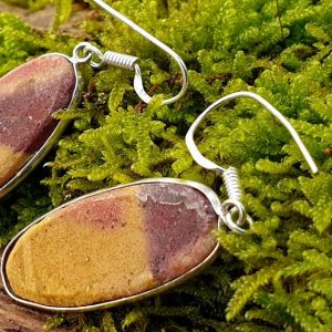Boucles d'oreilles en jaspe mokaite, pierre naturelle australienne