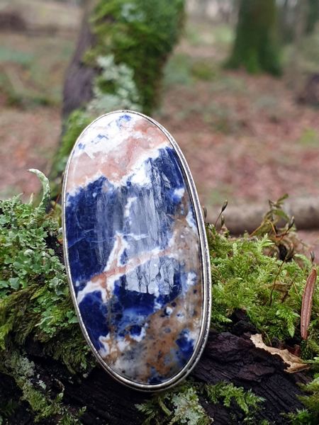 Bague en sodalite, pierre naturelle, taille 55