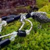 collier corbeau en zircons avec tourmaline noire polie et perles de verre