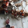 Collier sautoir reconnexion à son féminin, réalisé en cornaline et pierre de lune, ajout de nacre véritable avec un pendentif ethnique