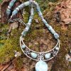 Collier en larimar pectolite, thème papillon, argent