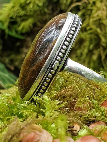 Bague Fantaisie Vintage œil De Tigre - Taille 67, Argenté, Occasion