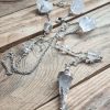 Collier pendule pendentif en cristal de roche, voyance et radiesthésie