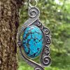 pendentif turquoise naturelle du tibet, pierre naturelle, bijou inspiration native