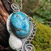 Turquoise du tibet sur pendentif ethnique