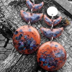 Boucles d'oreilles croissants de lune de cuivre, paillettes holographiques