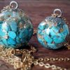 Bulles résine en véritable turquoise avec feuille d'or, résine époxy