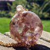 collier bulle de cacoxénite en chips, avec feuille d'or
