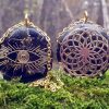 Talisman pendentif obsidienne dorée, fleur de vie