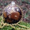 Collier bulle d'oeil de tigre en résine, sur flocons d'or