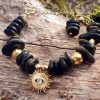 chips d'obsidienne dorée sur bracelet plaqué or
