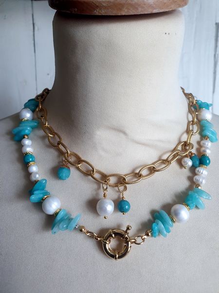 Collier Aigue-Marine en Argent Sterling S925 - Élégant et Intemporel